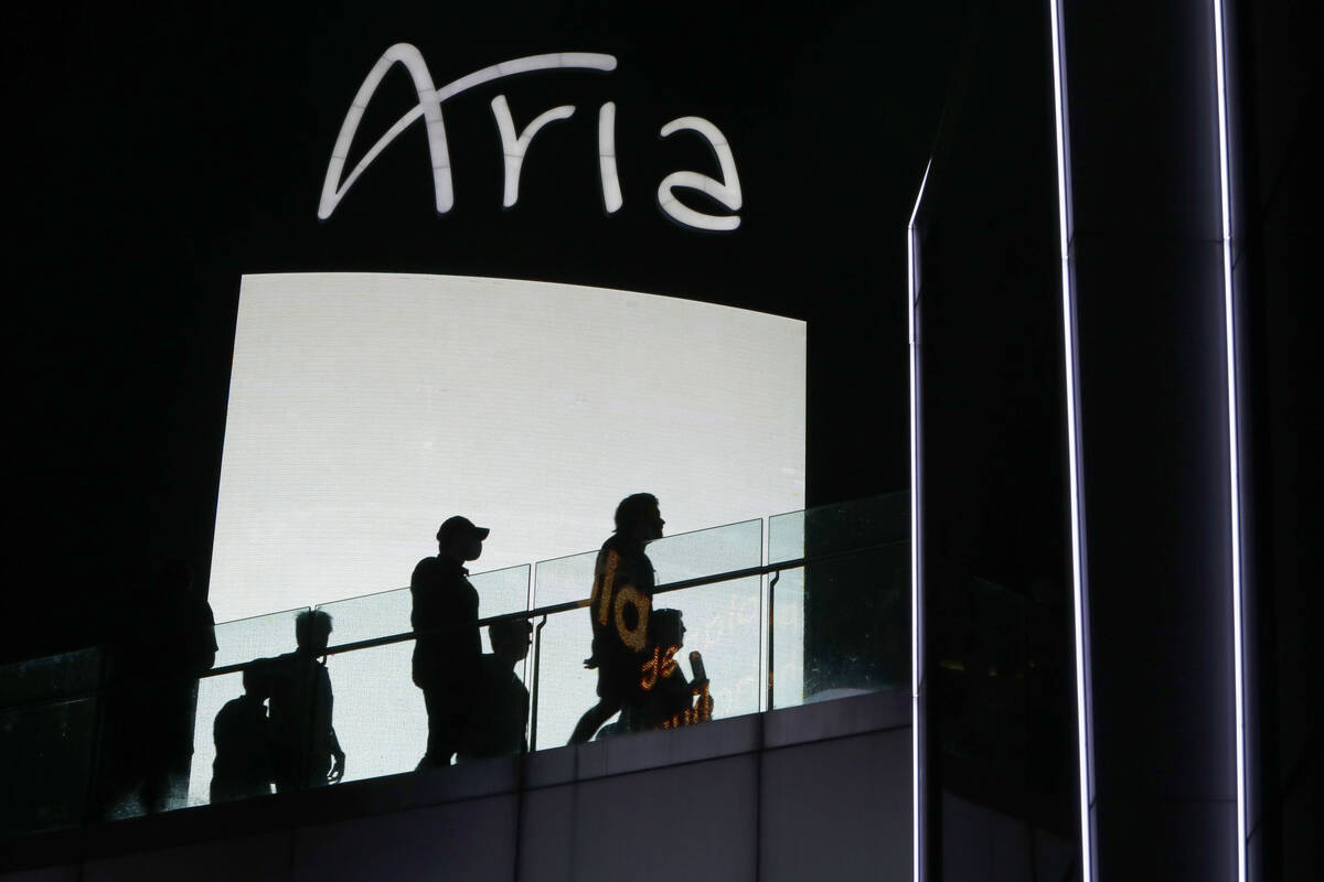 Aria é vista na Las Vegas Strip, sexta-feira, 19 de março de 2021. (Las Vegas Review-Journal)